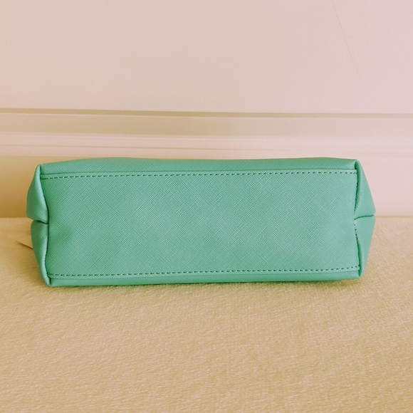 marc tetro Frenchie Large Cosmetic Case Pouch Bag PVC Saffiano Aqua NWT - Picture 8 of 11